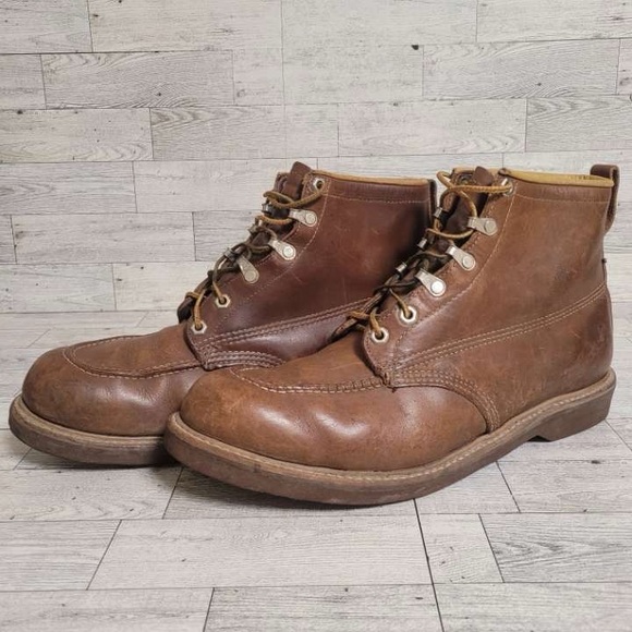 Men\'s Vintage Chippewa Brown Leather Lace Up Moc Toe Chukka Boots Size 12 main image 10